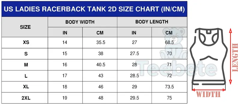 woman tank top sizechart teebete store