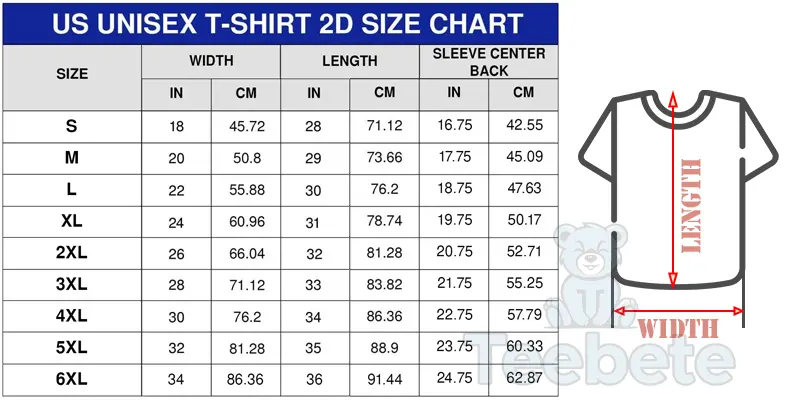 t-shirt sizechart teebete store