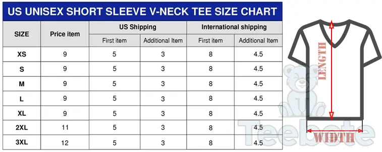 v-neck sizechart teebete store