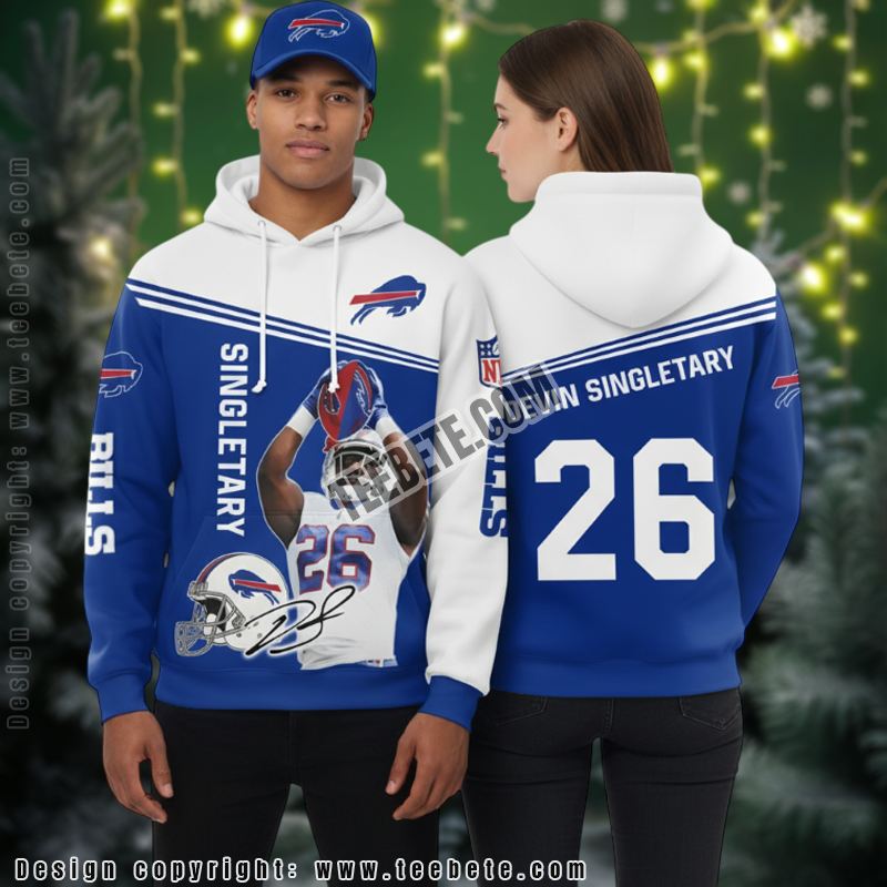 Buffalo Bills Devin Singletary 3D Hoodie Unisex Blue White Buffalo Bills Devin Singletary 3D Hoodie Unisex Blue White