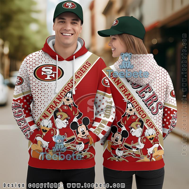 Donald Goofy Mickey Mouse San Francisco 49Ers 3D Hoodie Red Personalized
