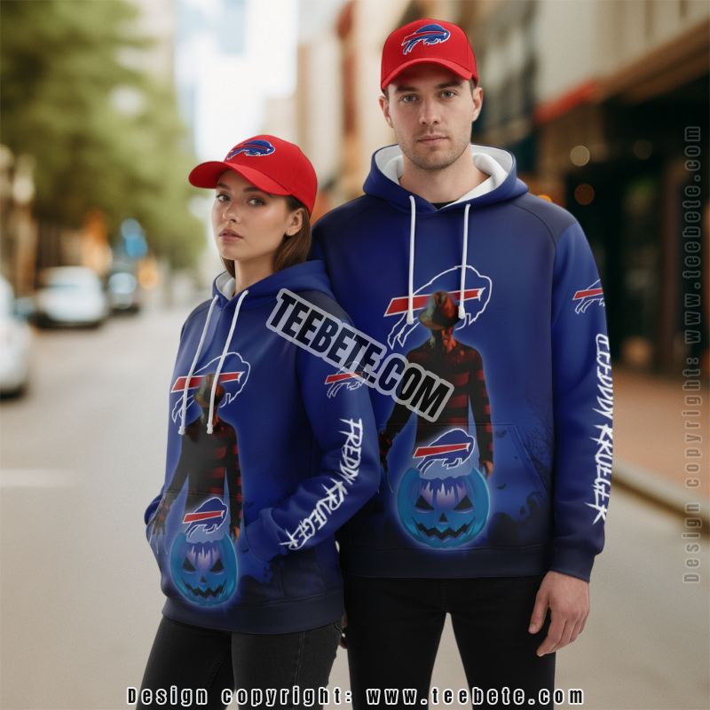 Buffalo Bills Freddy Krueger Pumpkins 3D Hoodie Graphic Blue