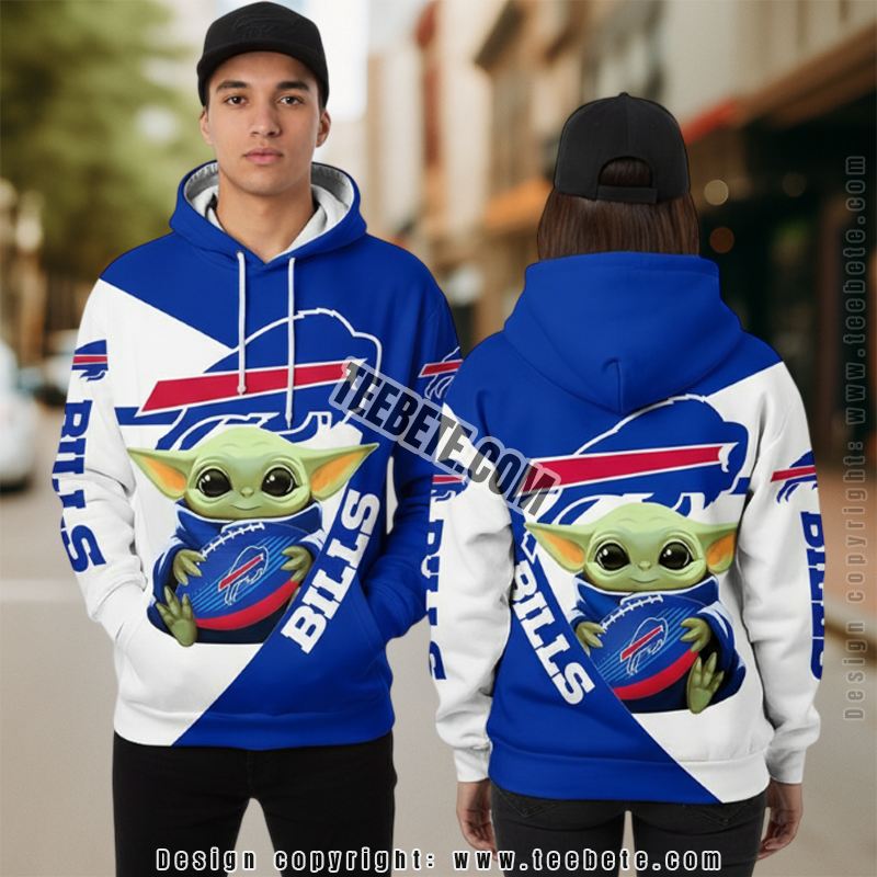 Buffalo Bills Grogu Christmas 3D Hoodie Blue White