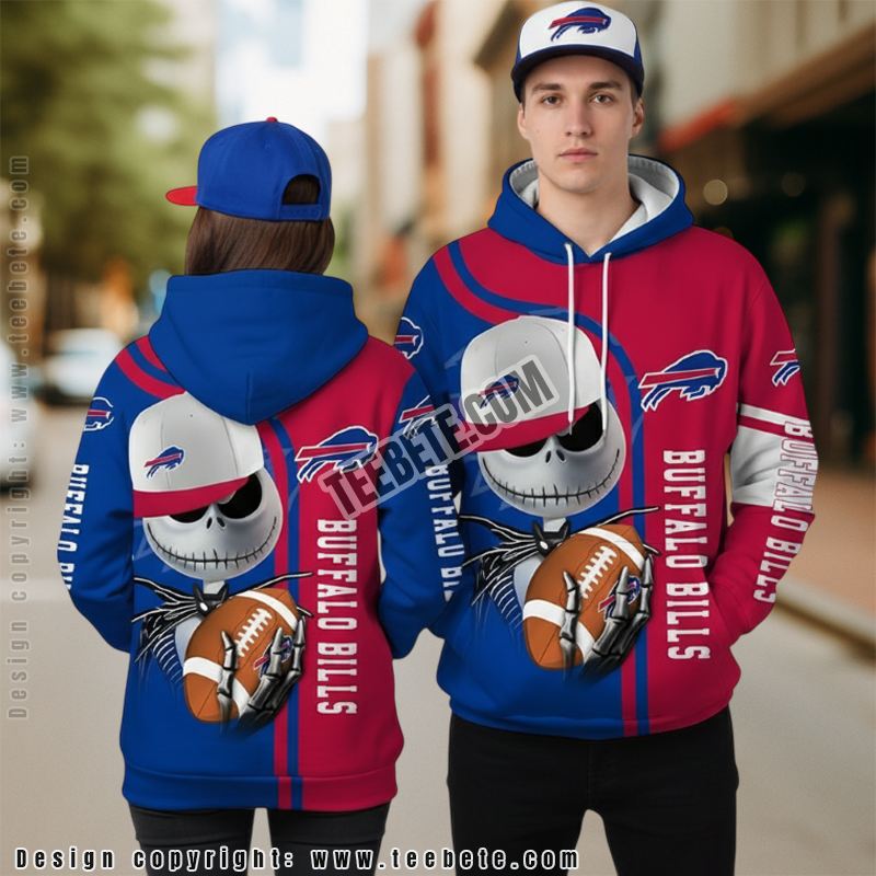 Buffalo Bills Jack Skellington 3D Hoodie Design Blue Red