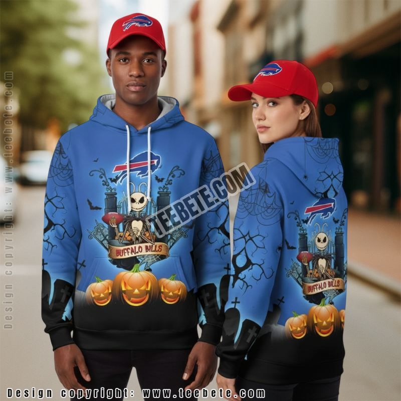 Buffalo Bills Jack Skellington 3D Hoodie Design Blue Red