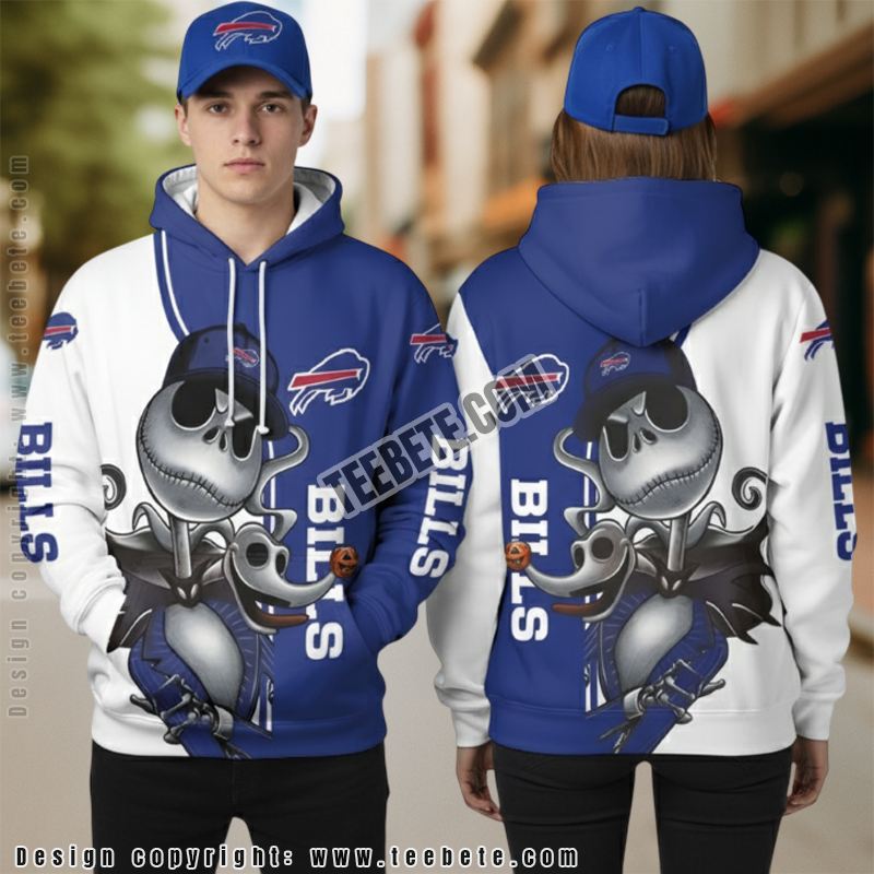 Buffalo Bills Jack Skellington Pumpkin Jersey 3D Hoodie Blue