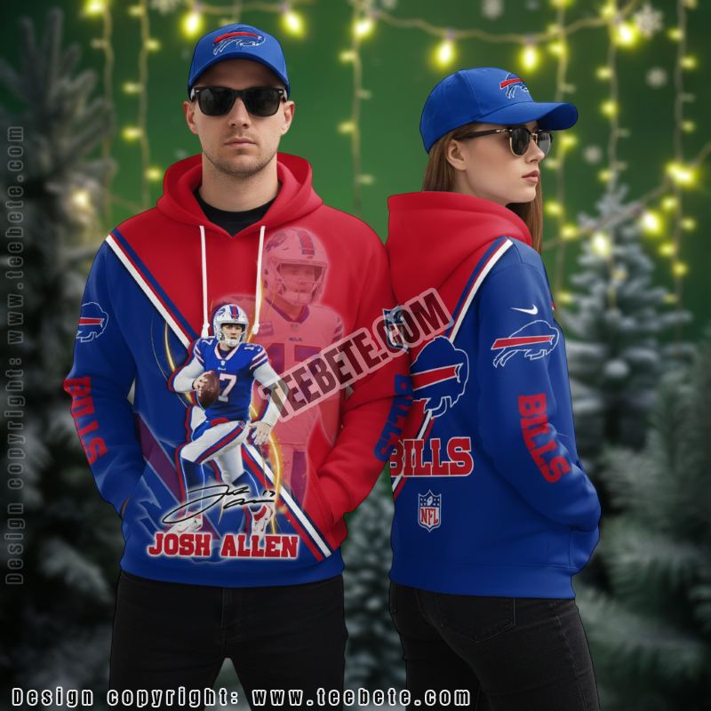 Buffalo Bills Josh Allen 3D Hoodie Unisex Blue Red Version 2 Buffalo Bills Josh Allen 3D Hoodie Unisex Blue Red Version 2