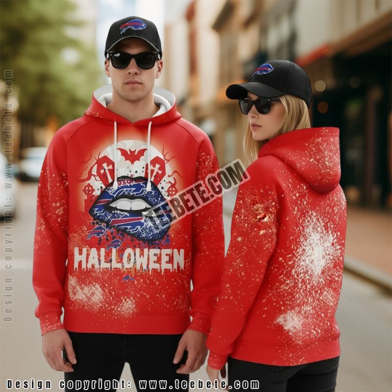 Buffalo Bills Lips Halloween 3D Hoodie Mens Red