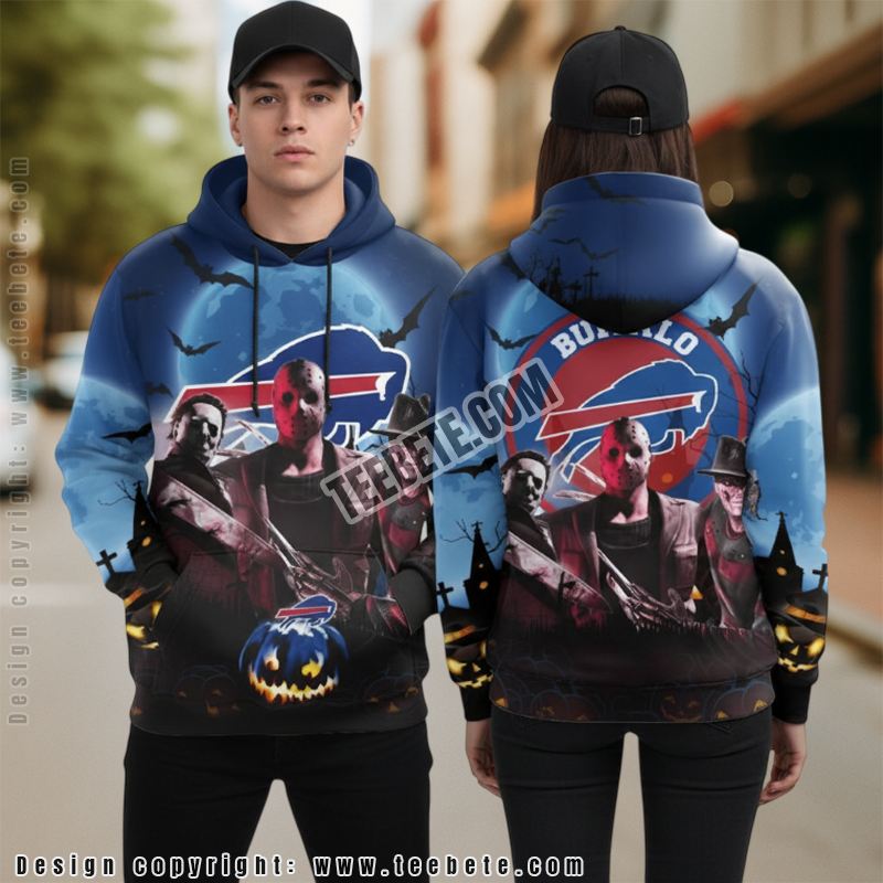 Buffalo Bills Lips Halloween 3D Hoodie Mens Red Buffalo Bills Lips Halloween 3D Hoodie Mens Red