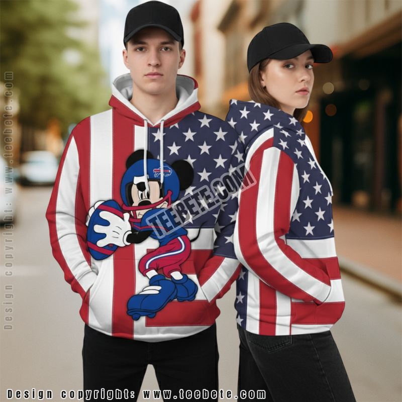 Buffalo Bills Mickey Mouse 3D Hoodie Printing Red Blue