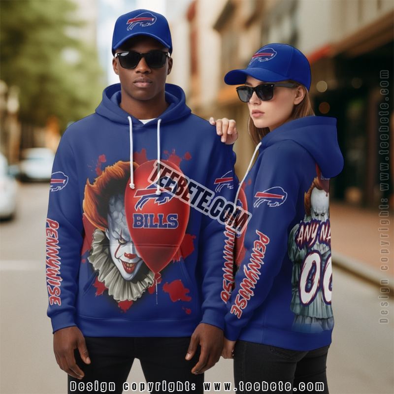 Personalized Buffalo Bills Pennywise 3D Hoodie Men Blue Red