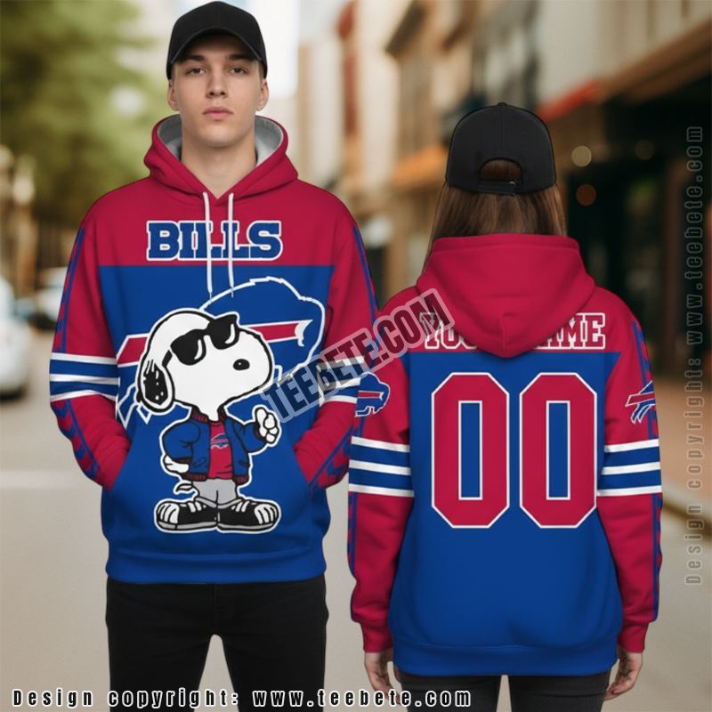 Buffalo Bills Personalized Snoopy 3D Zip Up Hoodie Red Blue