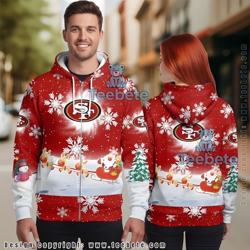 San Francisco 49Ers Santa Claus Christmas 3D Hoodie White Red
