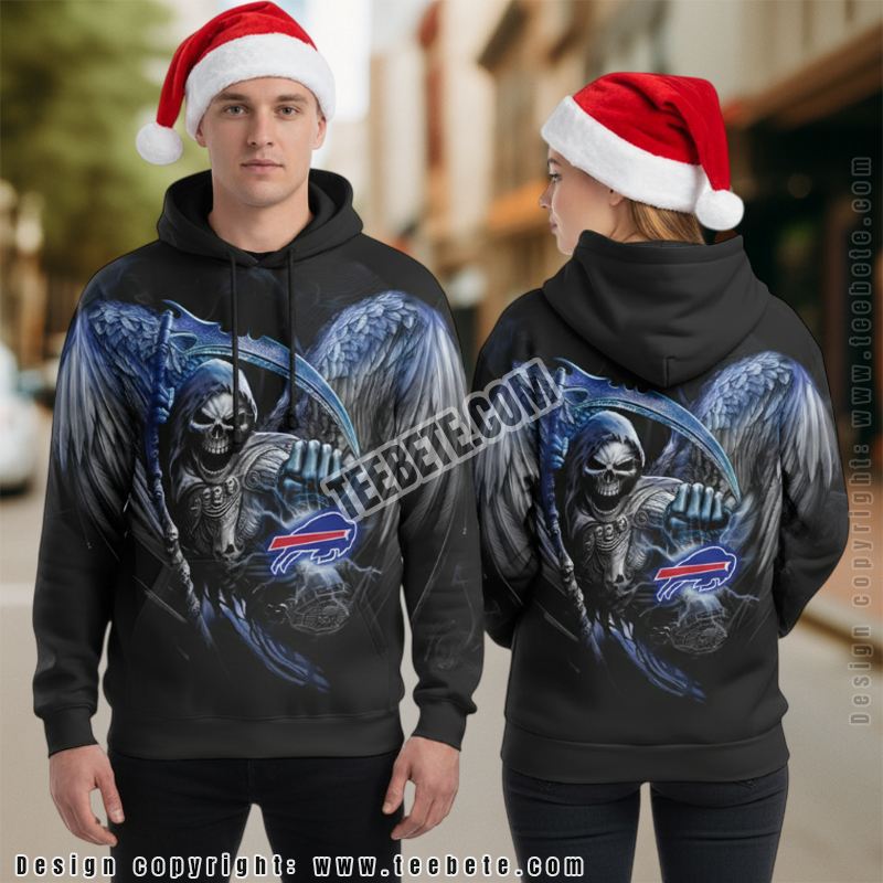 Buffalo Bills Skull 3D Hoodie Girls Black Blue