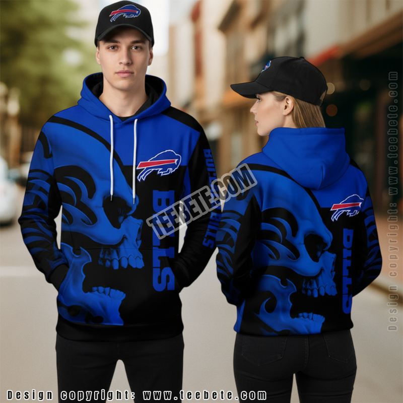 Buffalo Bills Skull 3D Hoodie Spooky Blue