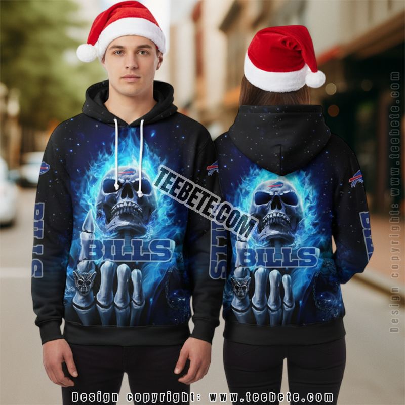 Buffalo Bills Skull Cracked Game Day 3D Hoodie Blue Grey