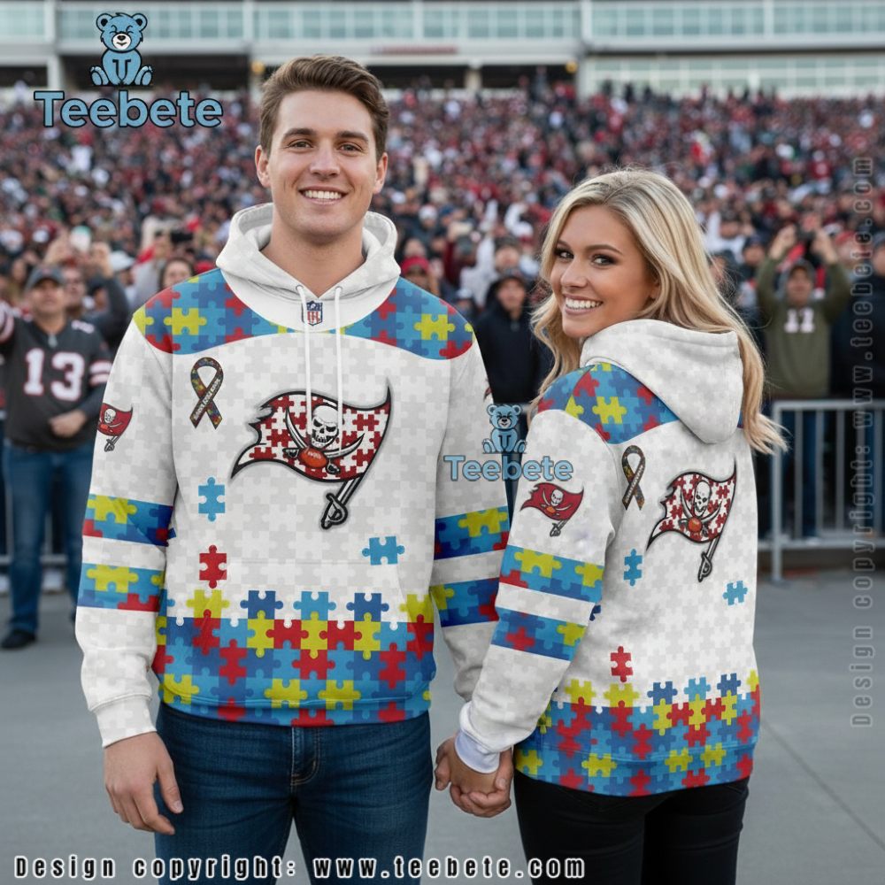 Tampa Bay Buccaneers Autism Awareness 3D Hoodie White