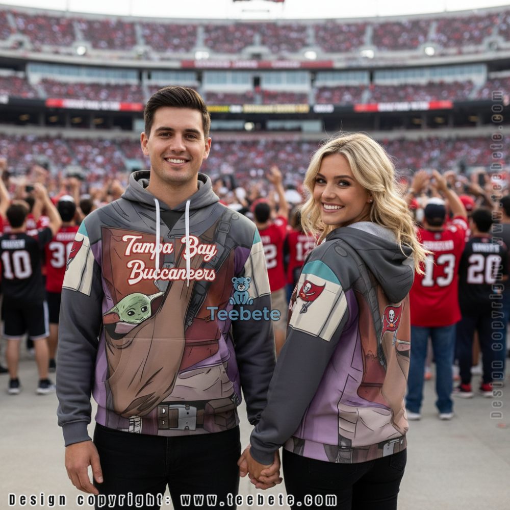 Tampa Bay Buccaneers Baby Yoda 3D Hoodie Grey