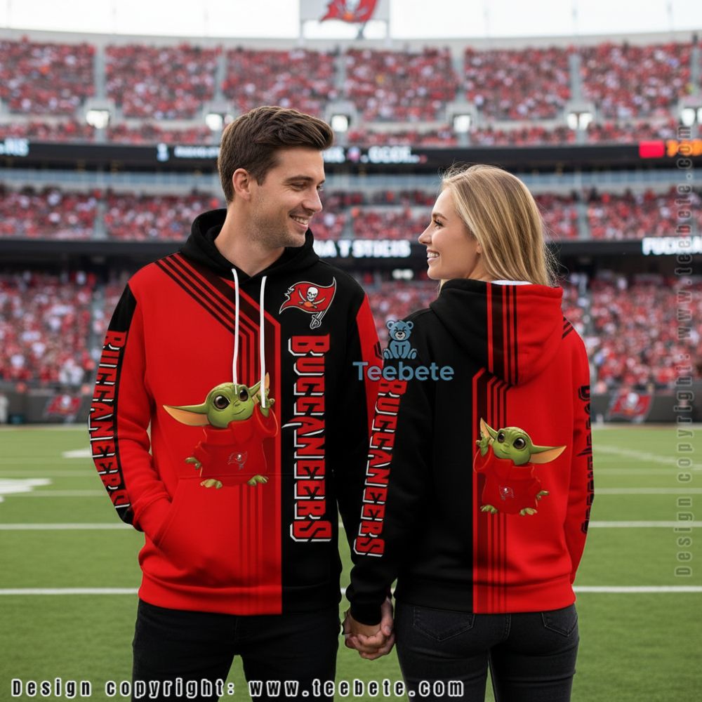 Tampa Bay Buccaneers Baby Yoda 3D Hoodie Red Black