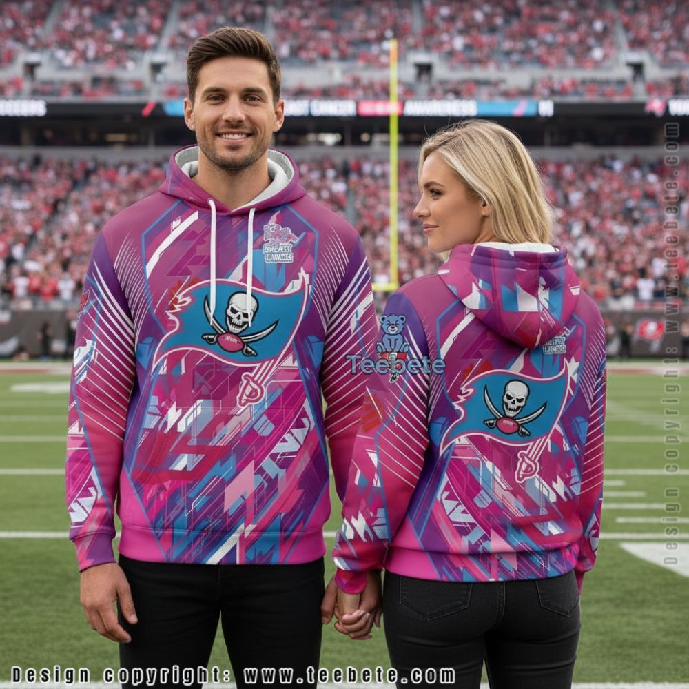 Tampa Bay Buccaneers Breast Cancer 3D Hoodie Blue Pink