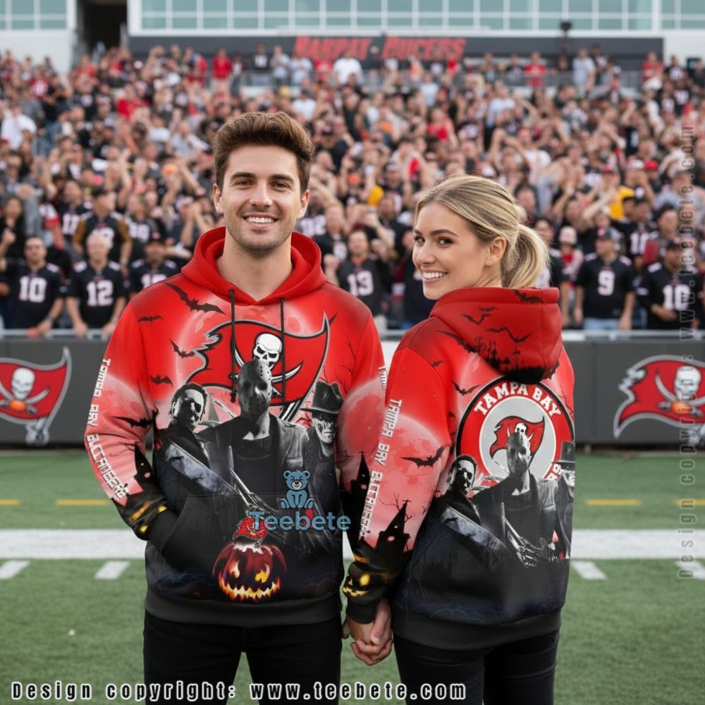 Tampa Bay Buccaneers Freddy Krueger Michael Myers 3D Hoodie Black