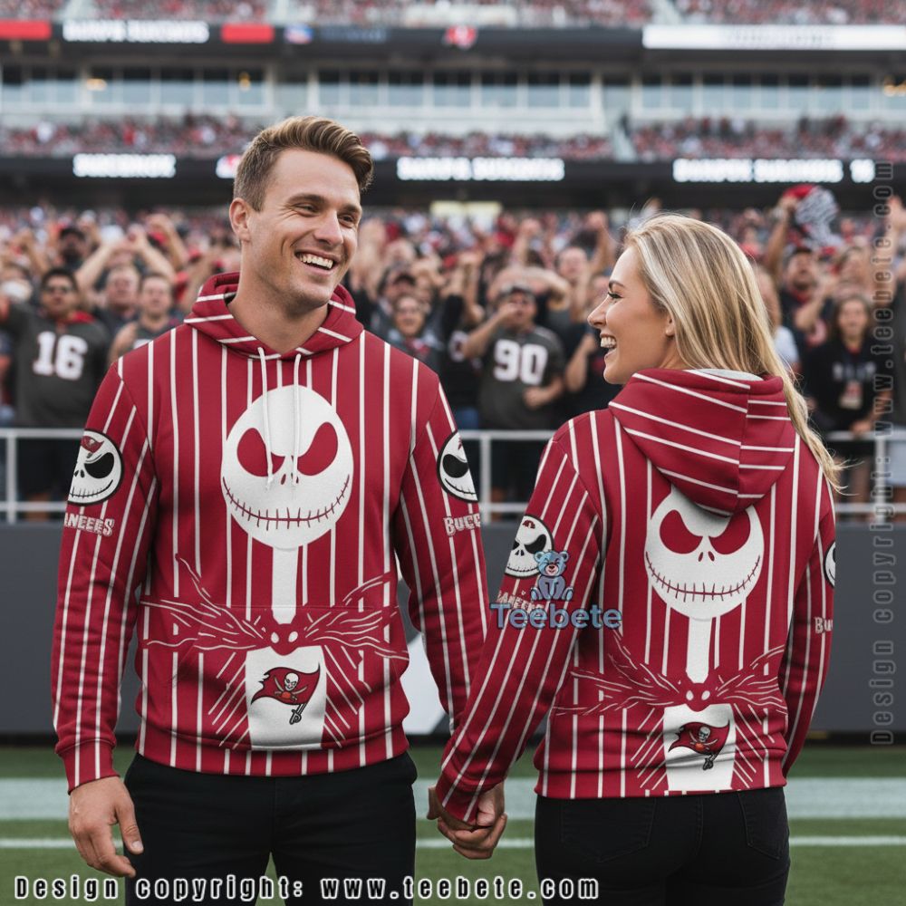 Tampa Bay Buccaneers Halloween Jack Skellington 3D Hoodie Red White