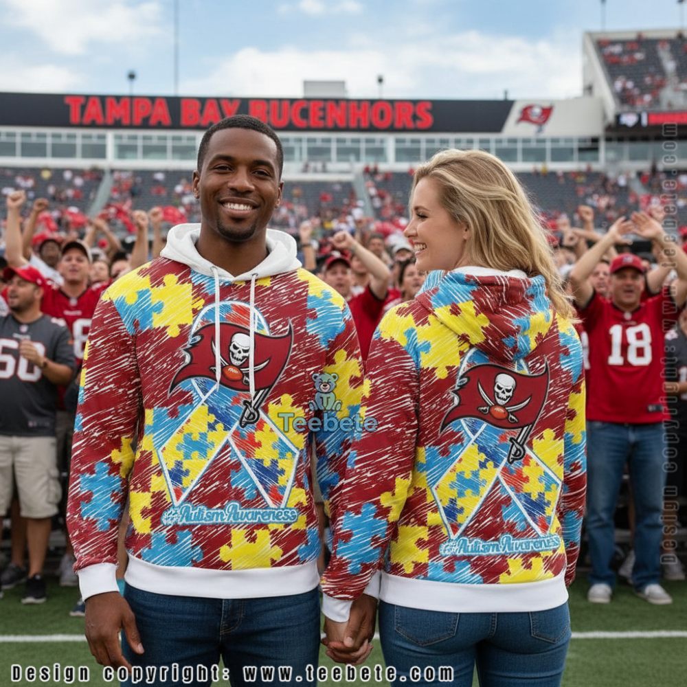 Tampa Bay Buccaneers Puzzle Autism Awareness 3D Hoodie Red