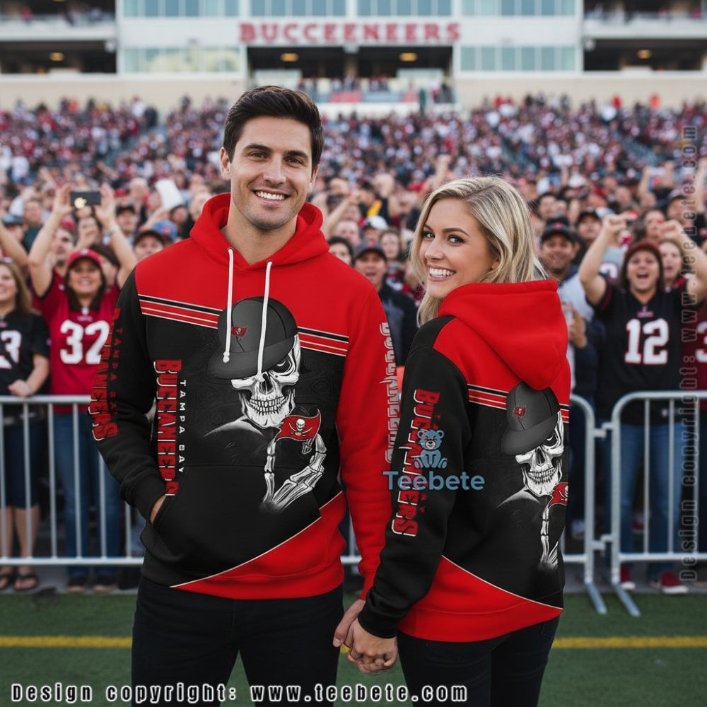 Tampa Bay Buccaneers Skull Classic 3D Hoodie Black Red