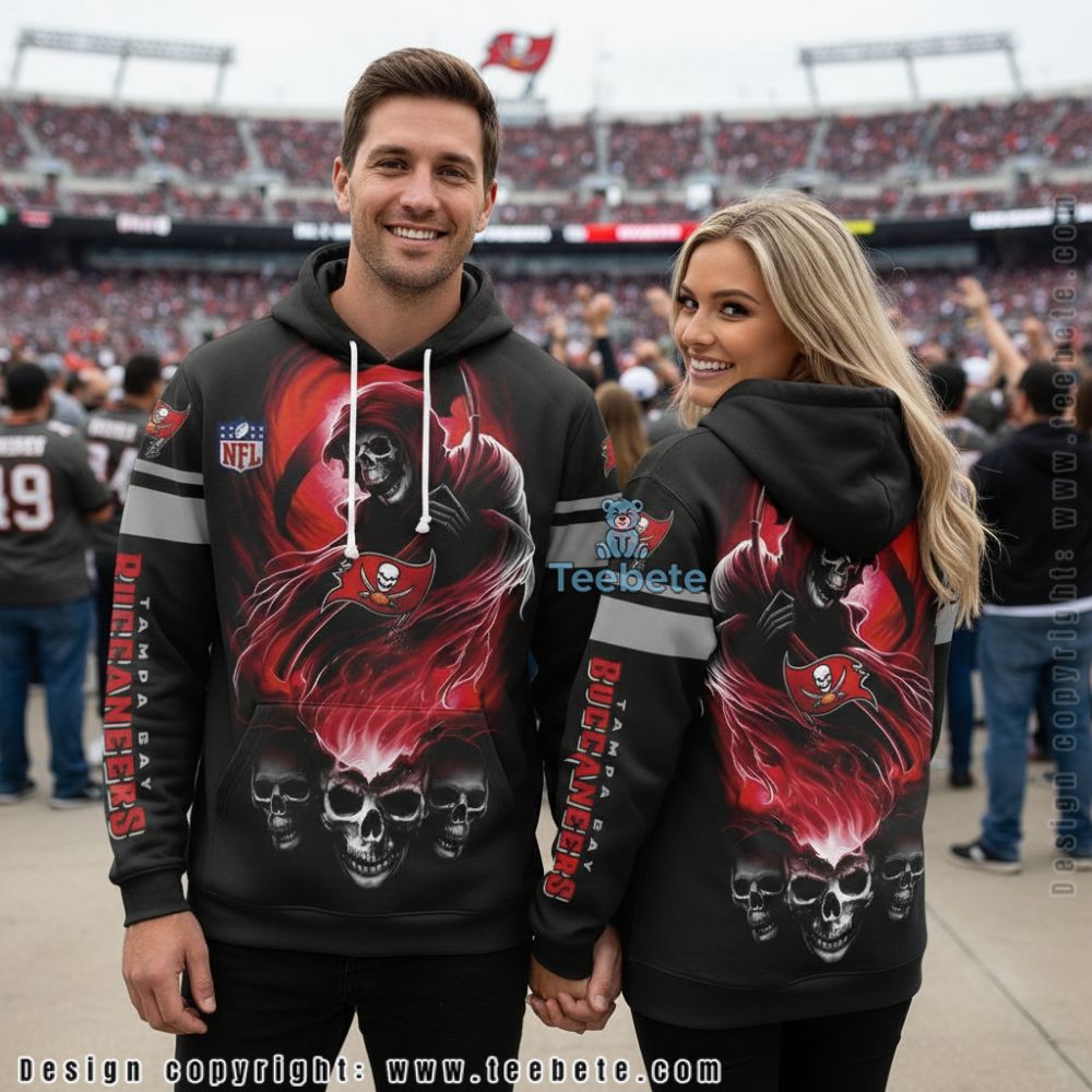 Tampa Bay Buccaneers Skull Design 3D Hoodie Red Black