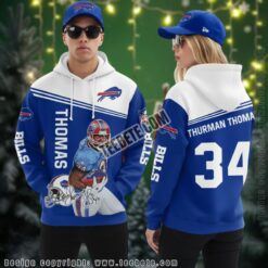 Thurman Thomas Buffalo Bills Blue White 3D Printed Hoodies 2