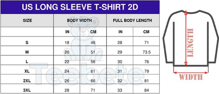 long sleeve shirt sizechart teebete store