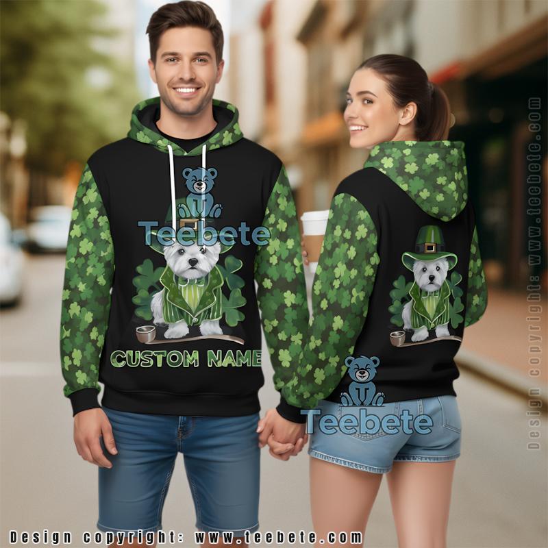 Yorkshire Terrier Personalized St Patrick Day 3D Hoodie Green Illusion