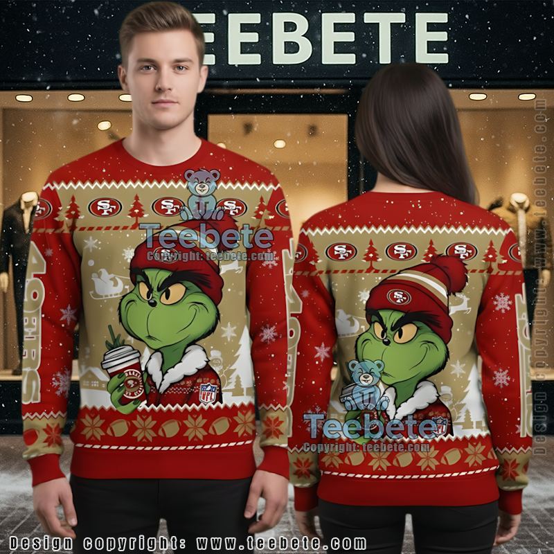 San Francisco 49Ers The Grinch Drink Coffee Ugly Sweater Red