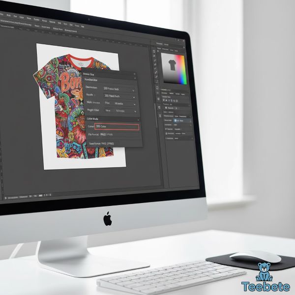 Computer Screen Showing Proper DTG Design File Requirements Settings Computer Screen Showing Proper DTG Design File Requirements Settings