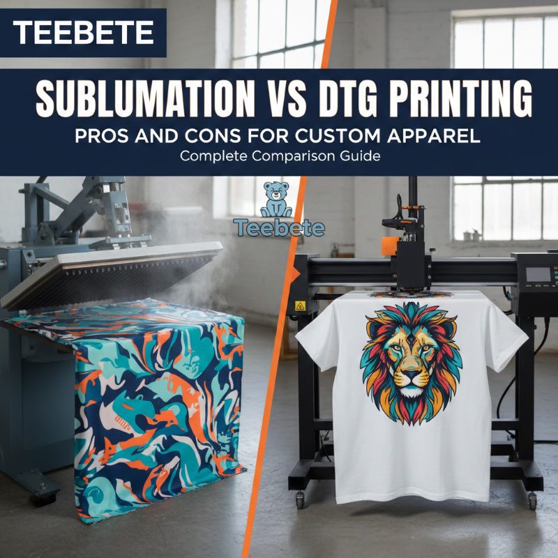 Sublimation vs DTG Printing Pros and Cons for Custom Apparel Sublimation vs DTG Printing Pros and Cons for Custom Apparel 1