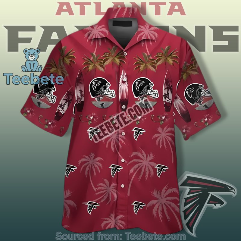 Atlanta Falcons Cheap Hawaiian Shirts With Red Coconut And Helmet Graphics