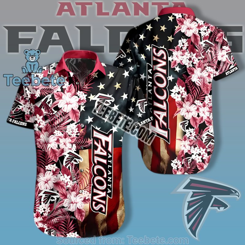 Atlanta Falcons Cute Hawaiian Shirts With Red Coconut And Hibiscus Pattern