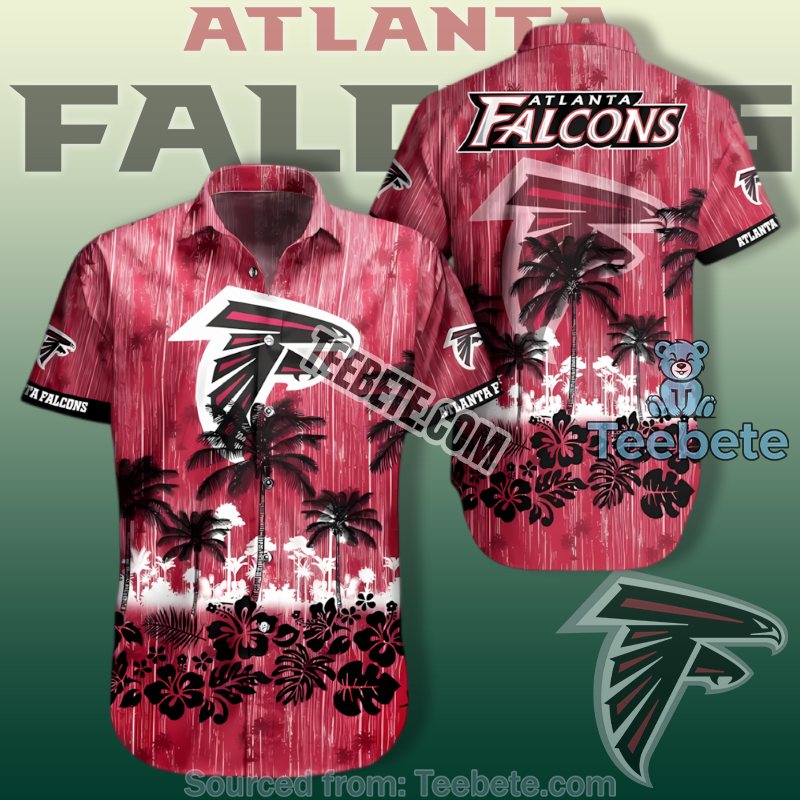 Atlanta Falcons Cute Hawaiian Shirts With Red Coconut And Hibiscus Pattern