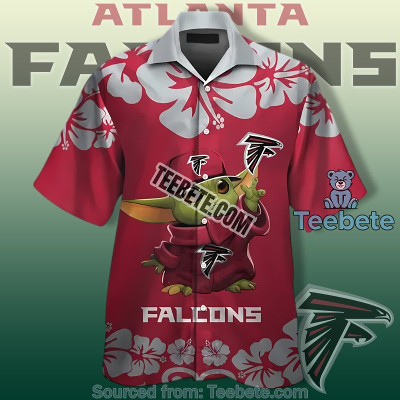 Atlanta Falcons Cute Hawaiian Shirts With Red Coconut And Hibiscus Pattern