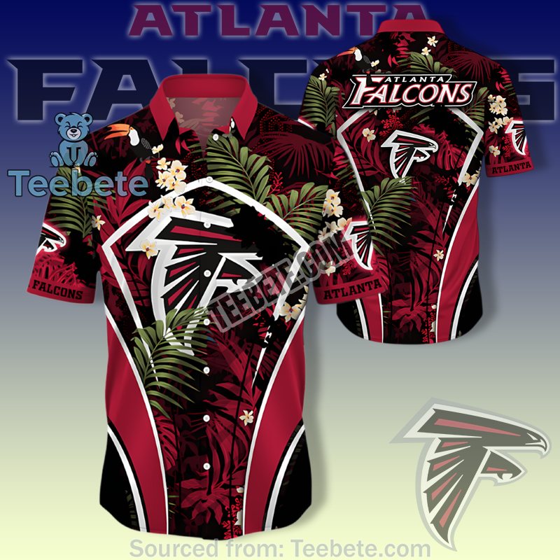 Atlanta Falcons Funky Hawaiian Shirts With Baby Yoda And Red Hibiscus Print