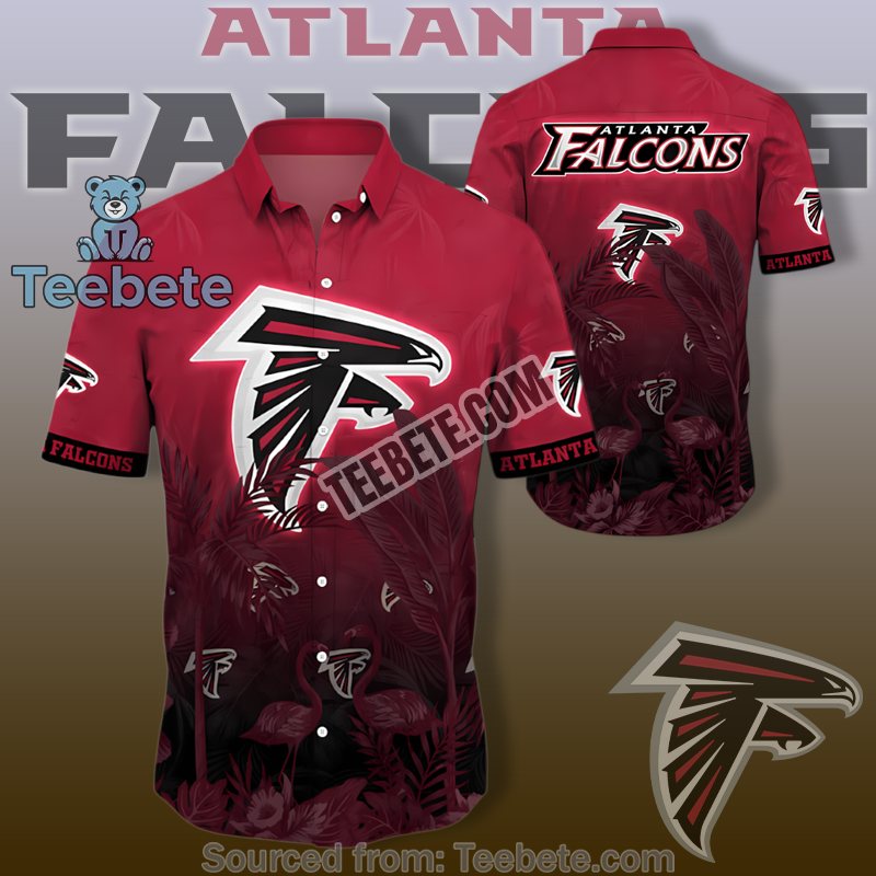 Atlanta Falcons Funky Hawaiian Shirts With Red Flamingo And Banana Tree Art