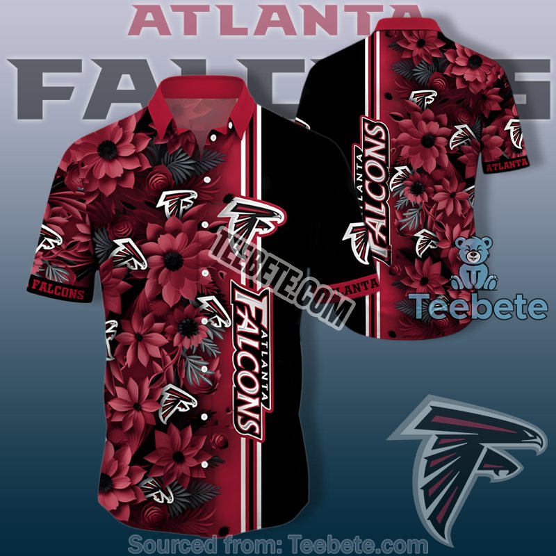 Atlanta Falcons Funny Hawaiian Shirts With Dahlia In Red And Black Theme