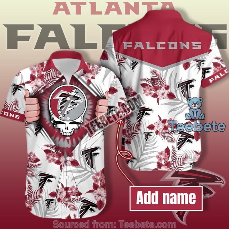 Atlanta Falcons Funny Hawaiian Shirts With Personalized Skull In Red Theme