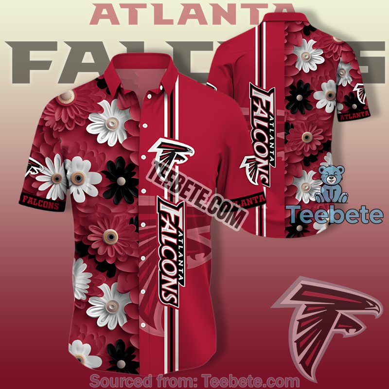 Atlanta Falcons Hawaiian Shirt Day With Daisy Flowers In Red Print