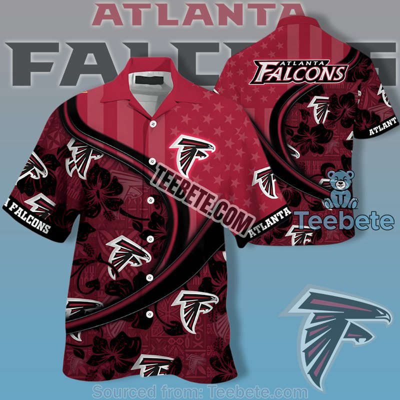 Atlanta Falcons Hawaiian Shirts For Sale With Red And Black Summer Hibiscus