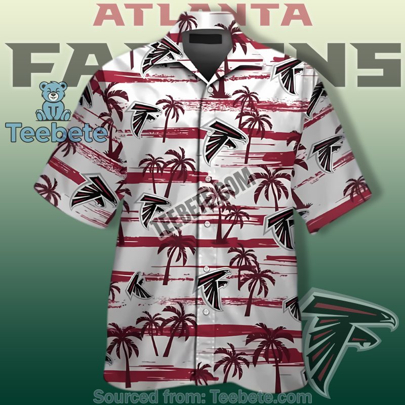 Atlanta Falcons Hawaiian Theme Shirt With Floral And Red Hibiscus Print