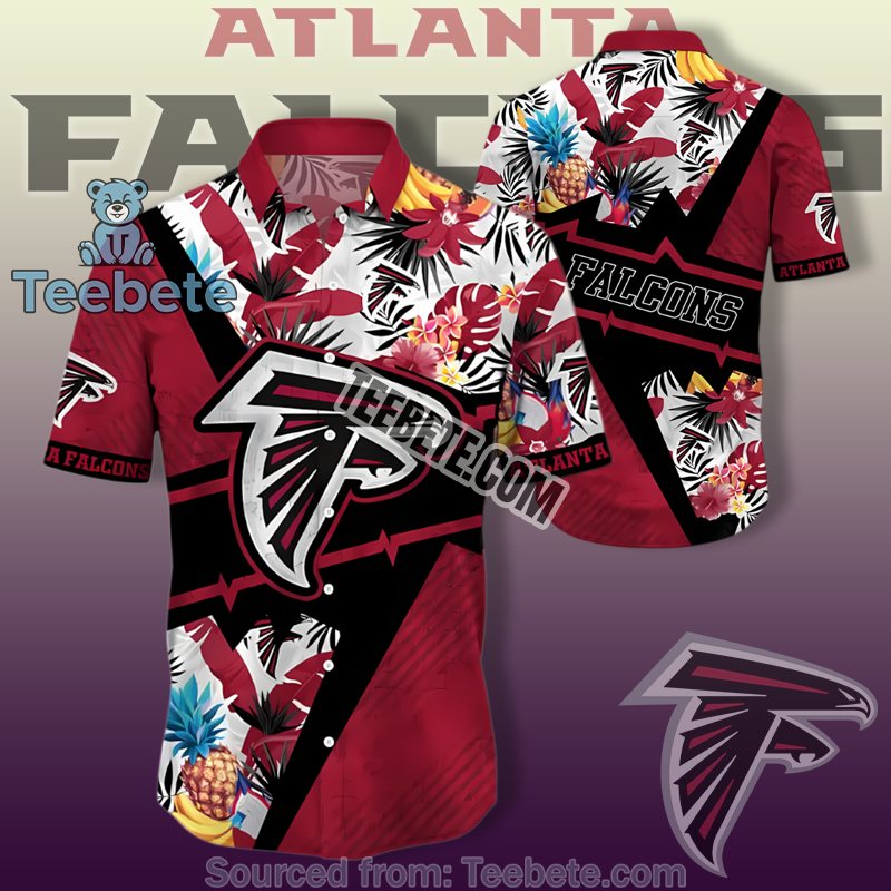 Atlanta Falcons Hawaiian Theme Shirt With Red Tropical Fruits Print