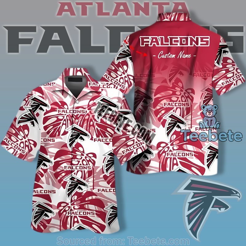 Atlanta Falcons Printed Hawaiian Shirts With Red Monstera Leaf Personalization