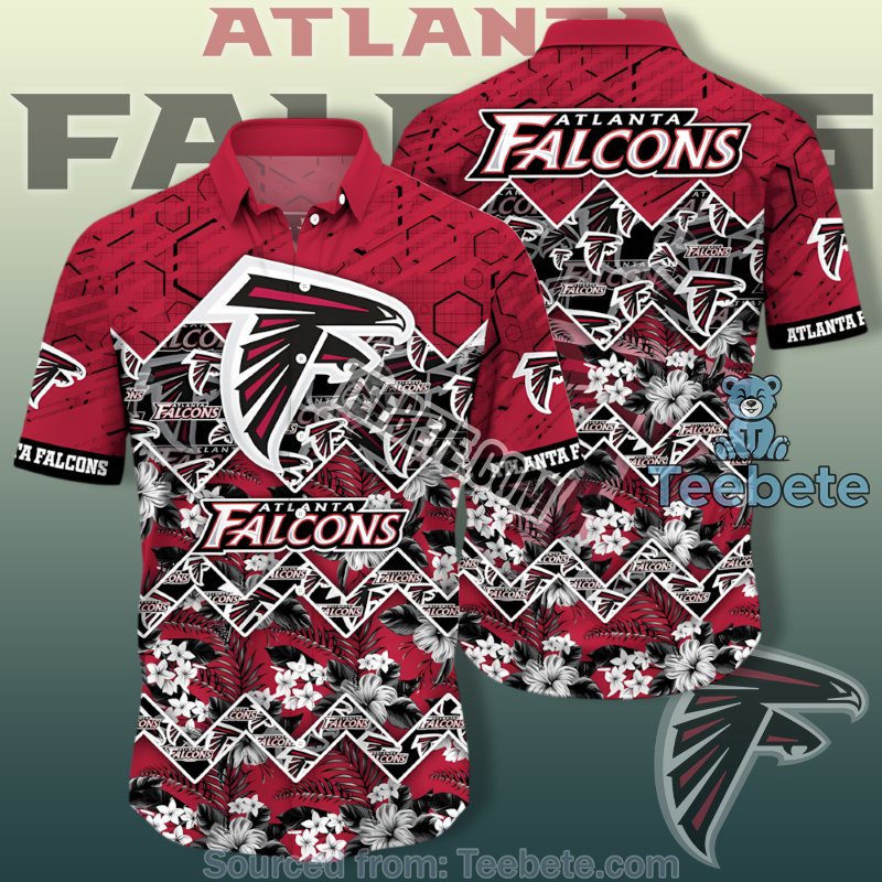 Atlanta Falcons Red Aloha Hawaiian Shirts With Hibiscus And Palm Leaves