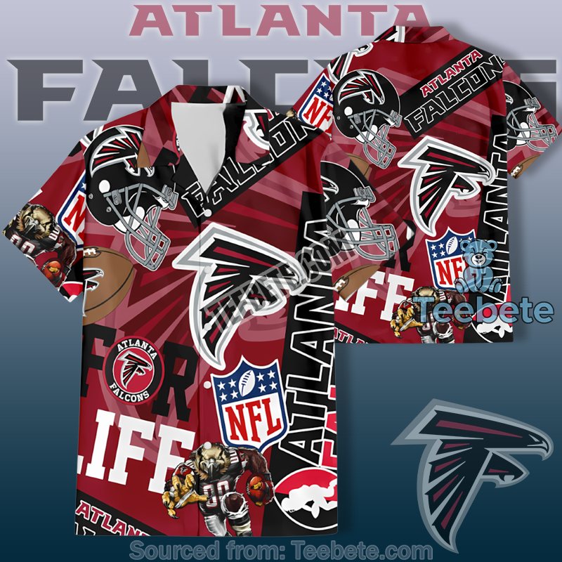 Atlanta Falcons Red Hawaiian Shirt Outfit With Baby Yoda And Tiki Surf Art